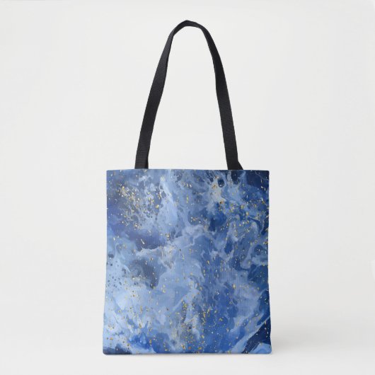 Tote Bag Marbre bleu et texture or (Devant)