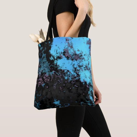 Tote Bag Marbre bleu, gris et violet Abstrait (De près)