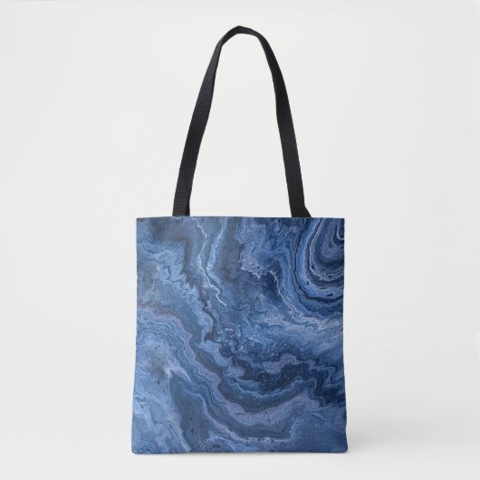 Tote Bag Marbre Bleu Profond Abstrait (Devant)