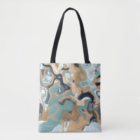 Tote Bag Marbre bleu, turquoise et doré (Devant)