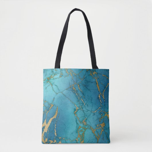 Tote Bag Marbre bleu turquoise Pierre Pierre Rock tendance (Devant)