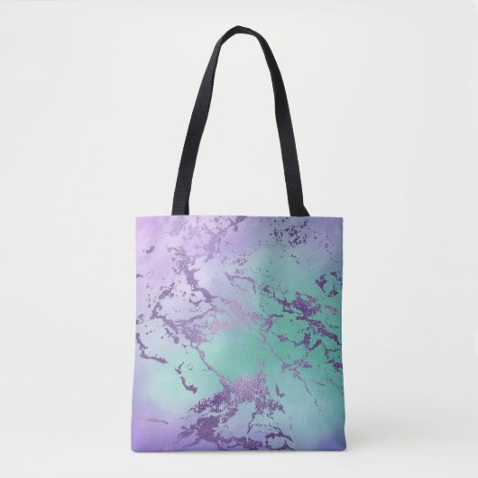 Tote Bag Marbre chic | Lavande violet et vert menthe (Devant)