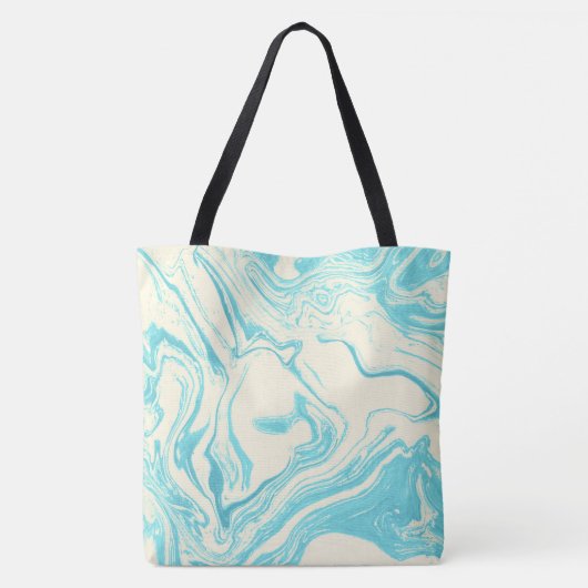 Tote Bag Marbre cool design en Turquoise et Crème (Dos)