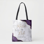 Tote Bag Marbre d'agate dorée violette Mère de la mariée (Devant)
