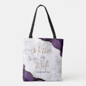 Tote Bag Marbre d'agate dorée violette Mère de la mariée (Dos)