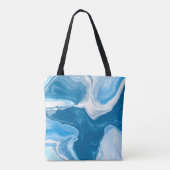 Tote Bag Marbre d'art numérique fluide bleu et blanc (Dos)