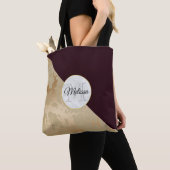 Tote Bag Marbre d'or et Monogramme Motif de Bourgogne (De près)