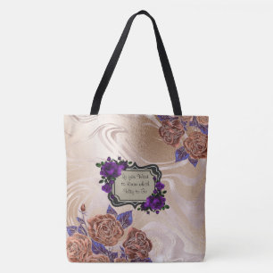 Tote Bag Marbre d'or floral Fourre-tout