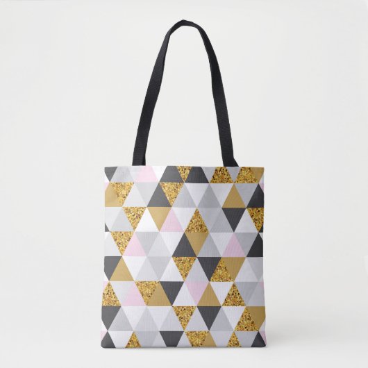 Tote Bag Marbre doré, texture géométrique transparente (Devant)