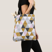 Tote Bag Marbre doré, texture géométrique transparente (De près)