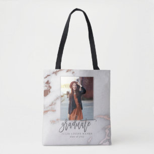 Tote Bag MARBRE ET OR ROSE faire-part DE DIPLÔME