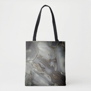 Tote Bag Marbre gris foncé avec veine or