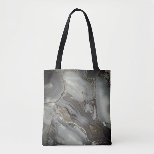 Tote Bag Marbre gris foncé avec veine or (Devant)