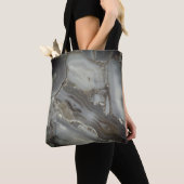 Tote Bag Marbre gris foncé avec veine or (De près)