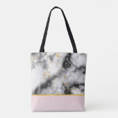 Tote Bag Marbre gris lisse moderne avec ruban or (Dos)