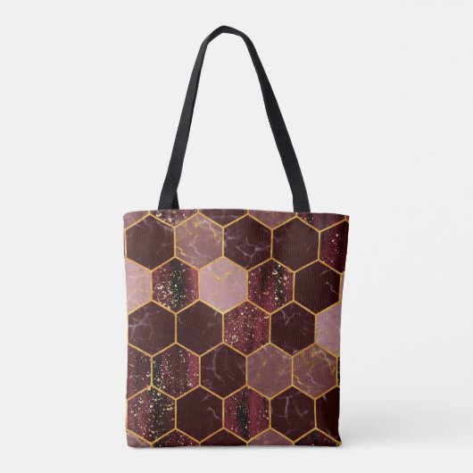 Tote Bag Marbre hexagone texture transparente avec or (Dos)