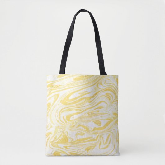 Tote Bag Marbre jaune élégant : Texture dessinée à la main (Devant)