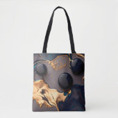 Tote Bag Marbre Liquide Or de Minuit (Devant)