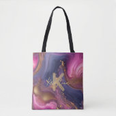 Tote Bag Marbre Liquide Violet Rose Doré Élégant Agate (Devant)