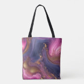 Tote Bag Marbre Liquide Violet Rose Doré Élégant Agate (Dos)