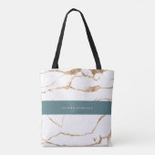 Tote Bag Marbre moderne Gold Gemstone Turquoise (Dos)
