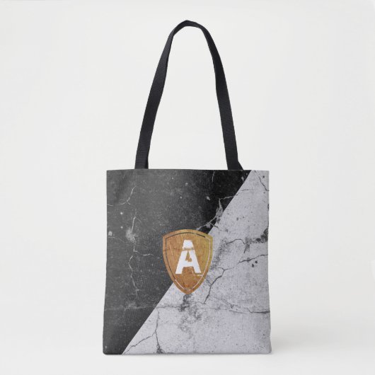 Tote Bag Marbre noir blanc avec Monogram Fourre-tout person (Devant)