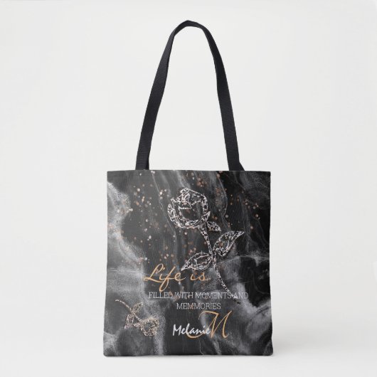 Tote Bag Marbre noir élégant (Devant)