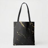 Tote Bag Marbre noir et or (Devant)