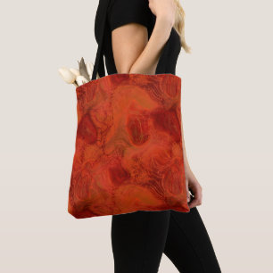 Tote Bag marbre orange et rouge Abstrait