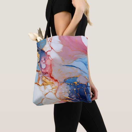 Tote Bag Marbre pastel avec élégance dorée (De près)