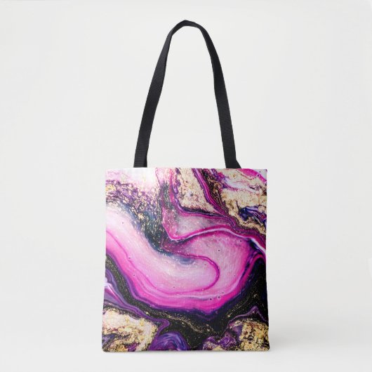 Tote Bag Marbre pourpre avec parties scintillant or (Devant)
