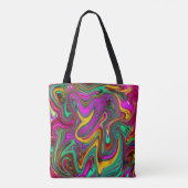Tote Bag Marbré rose chaud et mousse de mer vert Art Abstra (Dos)