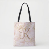 Tote Bag Marbre rose et blanc tourbillonnant avec paillette (Devant)