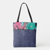 Tote Bag Marbre rose et vert et denim (Dos)