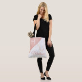 Tote Bag Marbre Rose Pailleté Monogramme Initial Tendance N (Sur le modèle)