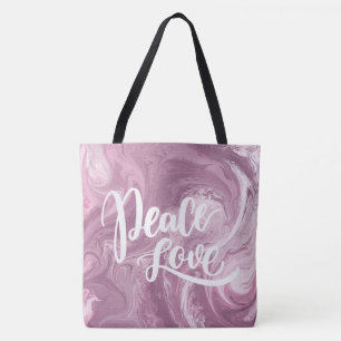 Tote Bag Marbre rose Peace Love Fourre-tout