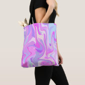 Tote Bag Marbré rose violet Turquoise (De près)