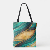 Tote Bag Marbre turquoise stylé art parties scintillant fau (Dos)