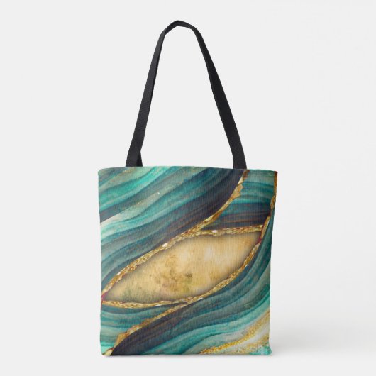 Tote Bag Marbre turquoise stylé art parties scintillant fau (Dos)
