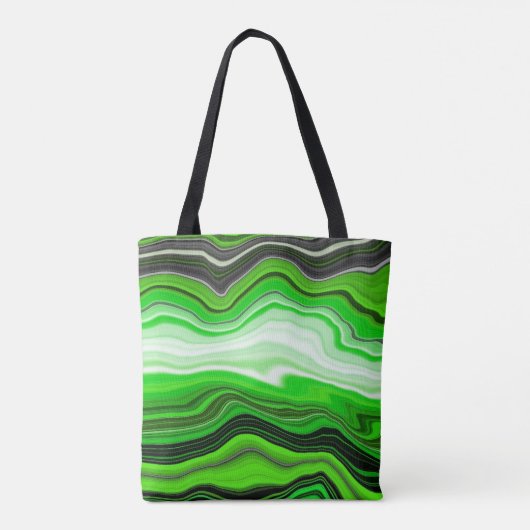 Tote Bag Marbre vert et noir comme l'art fluidisé rayé (Dos)