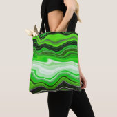 Tote Bag Marbre vert et noir comme l'art fluidisé rayé (De près)