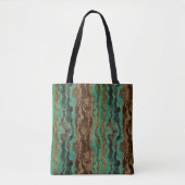 Tote Bag Marbre vert turquoise et marron Abstrait (Devant)