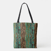 Tote Bag Marbre vert turquoise et marron Abstrait (Dos)