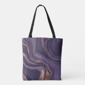 Tote Bag marbre violet Abstrait avec or (Dos)