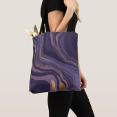 Tote Bag marbre violet Abstrait avec or (De près)