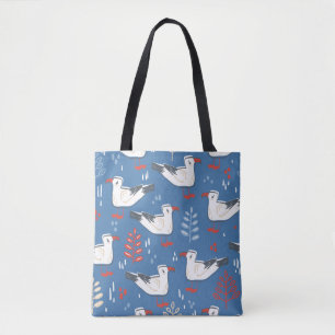 Tote Bag Marche à goélands : motif vintage sans soudure.