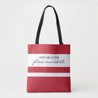 Tote Bag Marché aux puces à rayures rouges et blanches Four