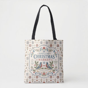 Tote Bag Marché de Noël d'art populaire