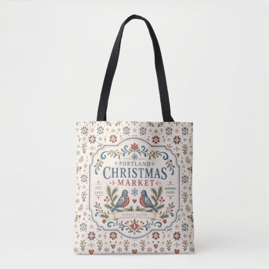 Tote Bag Marché de Noël d'art populaire (Devant)