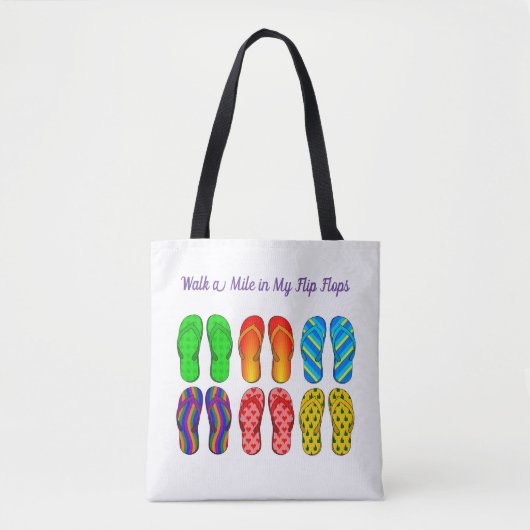 Tote Bag Marchez un mile dans mes tongs (Devant)